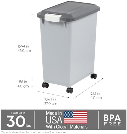IRIS USA Dog Food Storage Container, Up to 30 lbs, Gray/Dark Gray - Image 3