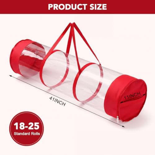 Christmas Wrapping Paper Organizer, 41" Gift Wrapping Paper Storage Red - Image 6