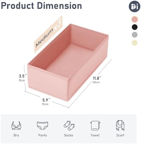 DIMJ Drawer Organizer - Clothes Storage Set of 3, Pink: Sock, Underwear, Bra, Tie, Belt Dividers - Image 2