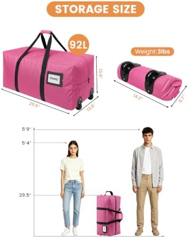 2 Pack Heavy Duty Moving Bags with Wheels, 92L Large Duffle Bag for Travel - Image 2