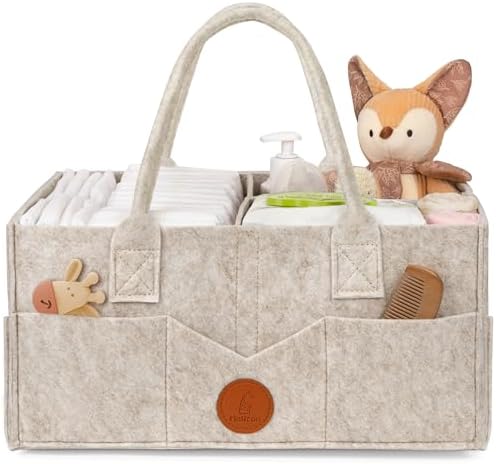 Maliton Felt Diaper Caddy Organizer for Changing Table - Large, Khaki by Maliton