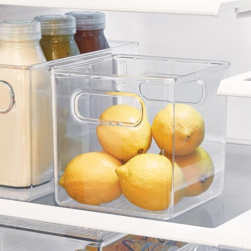 iDesign Storage Bin with Handles, Cube Organizer, Set of 4, Clear - Image 3