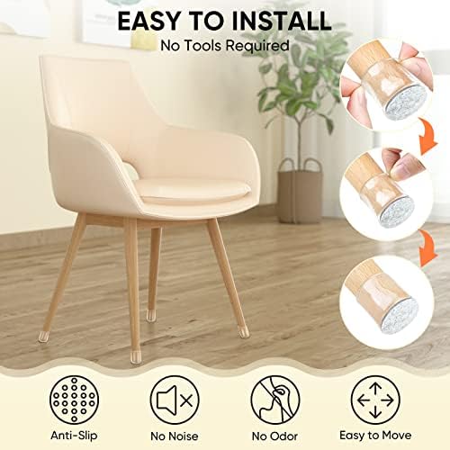 BALEINE 24PCS Silicone Chair Leg Floor Protectors for Hardwood Floors - Image 6