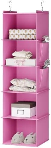 YOUDENOVA Hanging Closet Organizer and Storage, 5-Shelf, Light Pink by YOUDENOVA