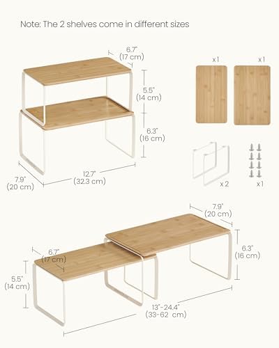 SONGMICS HOME Cabinet Organizer Shelf, Set of 2 Spice Rack, Kitchen Storage - Image 3