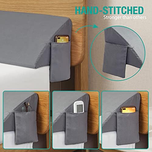 Vekkia Twin Bed Wedge Pillow for Headboard, Bed Gap Filler (0-6") Gray - Image 5