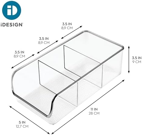 iDesign Stackable 3-Section Divided Storage Bin, Set of 2, Clear - Image 4