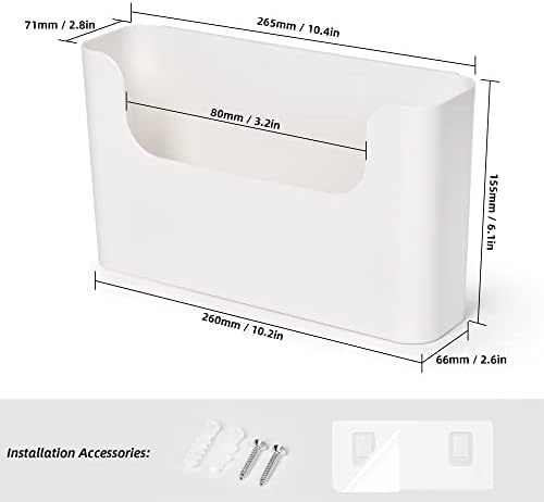 Jomola No Drilling Wall Mount File Holder - Mail Organizer with Adhesive Pad, Off-White (1 Count) - Image 2