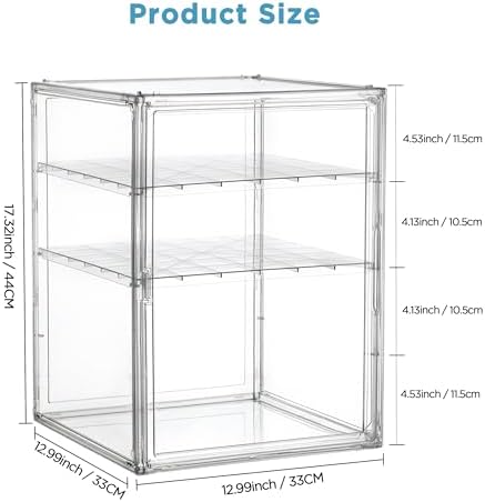 HBlife Baby Bottle Storage Organizer for Countertop Cabinet, 3 Tiers Adjustable Clear Acrylic Bottles Storage Station Case Box Container with 2 Removable Dividers and Magnetic Door, XXL - Image 3