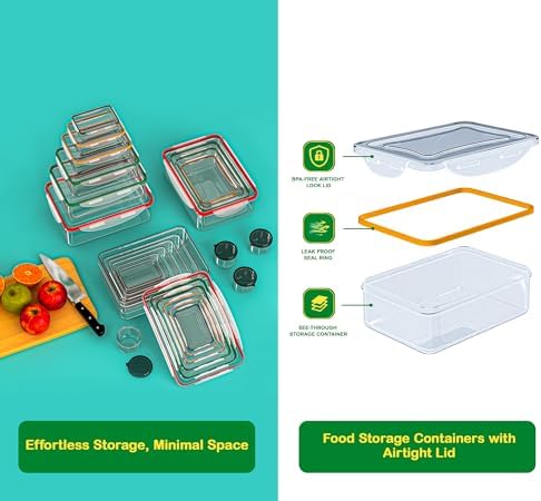 70 Pcs Large Food Storage Containers with Lids Airtight-2500ML to Small Box,Total 22812 ML Stackable Kitchen Bowls Set(35 Containers,35 Lids)-BPA Free Leak proof Plastic Boxes-Microwave safe - Image 4