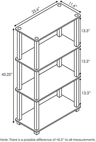 Furinno TURN-S-TUBE Storage Shelves, 4-Tier Book Shelf, Corner Shelf, Toolless Open Shelves, for Organization and Storage, Living Room, Garage, Home Office, French Oak - Image 3