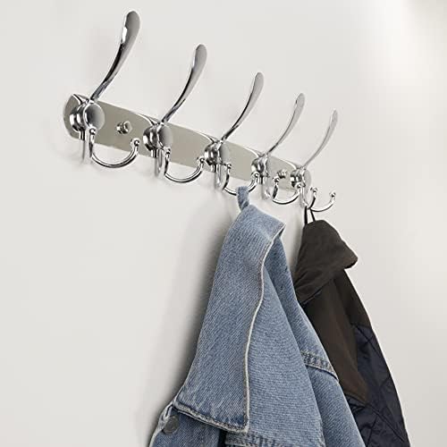 GlazieVault Coat Rack Wall Mount - Stainless Steel Coat Hooks (2 Pack) - Heavy Duty Wall Hooks for Clothes & Accessories (Silver Tri) - Image 2