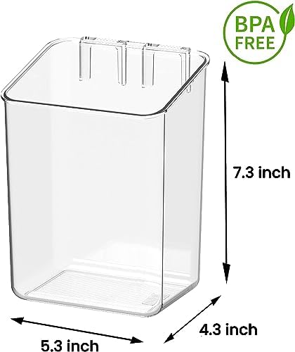 vacane 2-Pack Adhesive Cabinet Door Organizer, Transparent Plastic Storage Bins for Kitchen Bathroom Office, No Drill Hanging Basket, Space Saving Removable Holder-S - Image 2