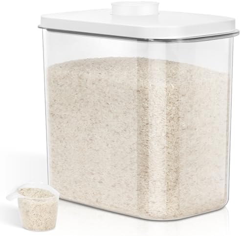Large Rice Storage Container 20 - 25 Lbs, Airtight Dry Food Flour Container by TBMax