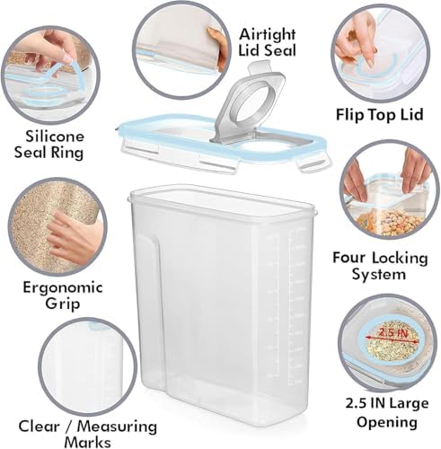 Shazo 2 Pack (6.3L / 213OZ) EXTRA Large Airtight Food Storage Cereal Containers for Bulk Food Storage BPA-Free Plastic Container, Pantry Organization and Canister for Rice, Pasta, Sugar & Flour - Image 5