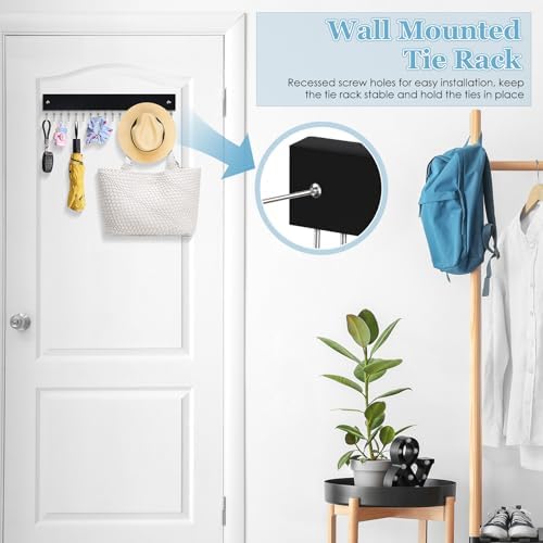 Tie Rack Belt Hanger Wall Mounted Tie Organizer Black 1 Pack - Image 2