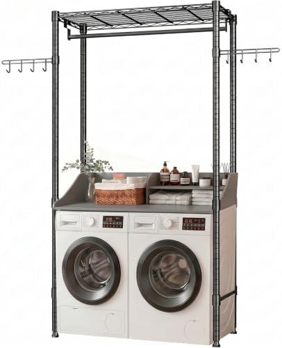 2-Tier 54" Width Washer Dryer Countertop for Laundry Room Organization by MEMOBARCO
