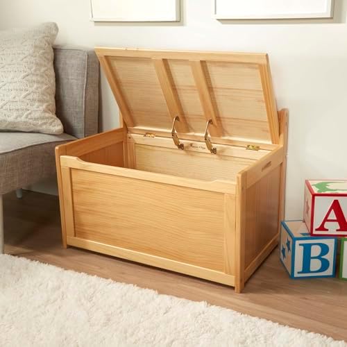 Melissa & Doug Wooden Toy Chest Light Wood Storage Organizer - Image 6
