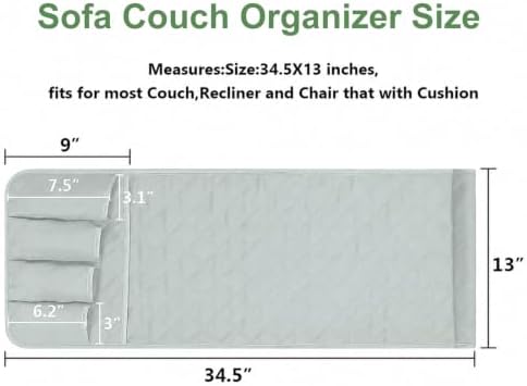 Armchair Caddy for Recliner, Non Slip Sofa Arm Organizer, Sage Gray - Image 2