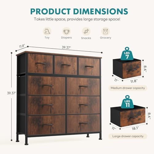 OLIXIS 9 Drawer Tall Dresser for Bedroom, Closet Organizers and Storage - Image 3