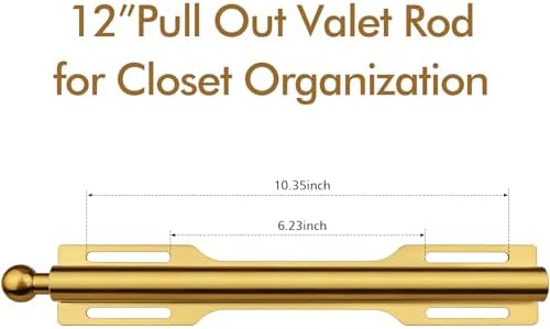 12" Valet Rod for Closet Pull Out (1 Pack, Brushed Gold) - Image 2