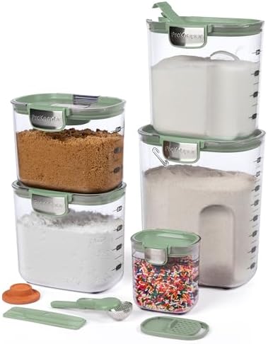 ProKeeper+ Airtight Food Storage Container Set – Clear Plastic Flour and Sugar Canister Set with Magnetic Accessories for Kitchen Organization (Pistachio, 9-Piece) - Image 2
