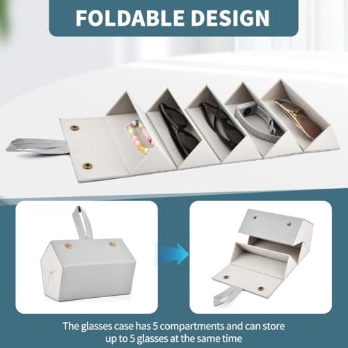 5 Slots Travel Sunglasses Organizer Holder, Foldable Travel Sunglass Case - Image 4