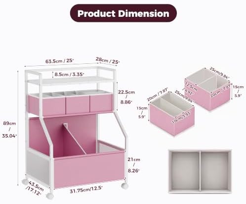 Rolling Diaper Cart with Drawers,Baby Essentials Storage Organizer Station - Image 2