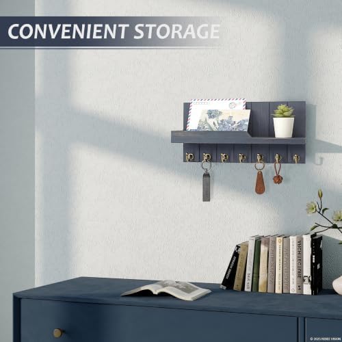 Rebee Vision Key Holder Wall Mount with 7 Hooks for Home Decor, Royal Blue - Image 4