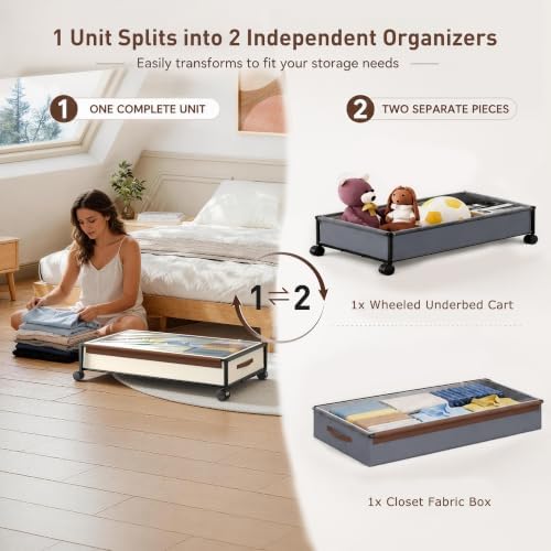 OMAIRA 2-Pack Under Bed Storage With Wheels,Underbed Shoe Storage Organizer - Image 2