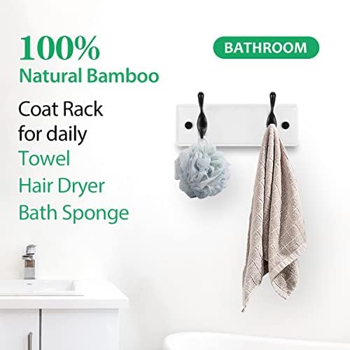 Heavy Duty Wooden Coat Rack, Wall-Mounted, Black Hook White Board, 9 Inch - Image 5