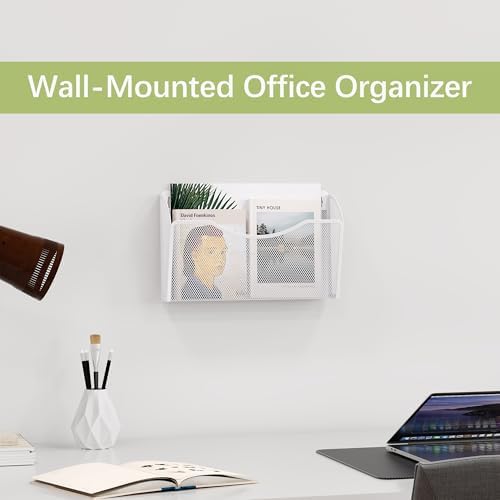 EasyPAG Wall File Organizer, Metal Mesh Hanging File Folder Holder for Letter/A4 Size Folders, Vertical Wall Mount Mail Sorter for Office Paperwork, Classroom, White - Image 4
