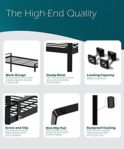 Shantton Cabinet Shelf Organizer, Pantry Shelf Rack, Black 16x8.3x9.5 - Image 5