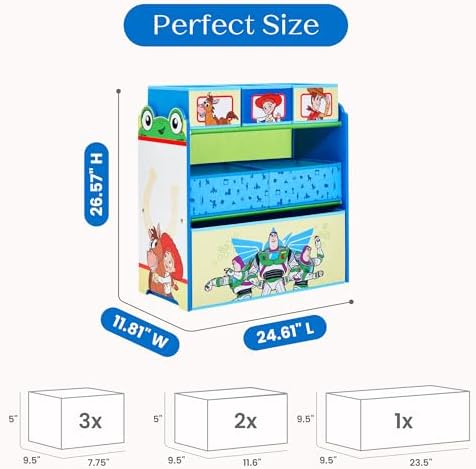 Delta Children - Toy Story Design & Store 6 Bin Toy Storage Organizer - Greenguard Gold Certified, Blue - Image 4