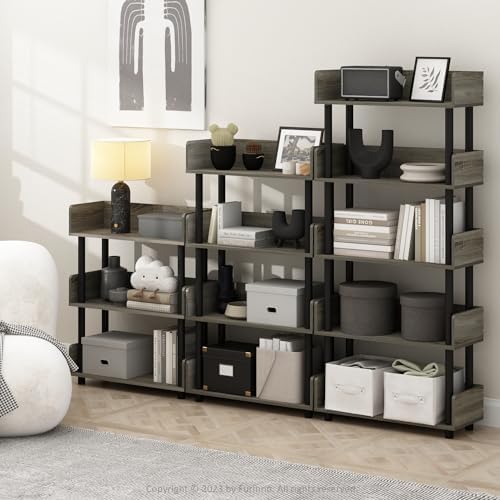 Furinno Turn-N-Tube 5-Tier Display Shelf, Open Frame, French Oak - Image 2