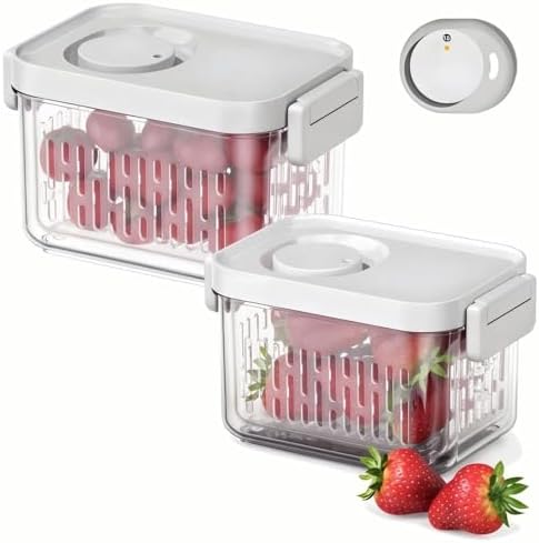 vacane Dishwasher Safe Berry Keeper, Produce Saver, Clear Fruit Containers, BPA-Free Lettuce Keeper, Strawberry Container Keep Food Fresh, 3.8 Cup by vacane