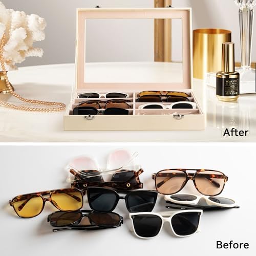 Frebeauty 8-Slot Sunglass Organizer,Sunglass Holder with Clear Lid - Image 6
