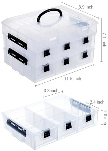 MyGift 11 Inch Clear Plastic Storage Box Container, Arts and Crafts Sewing Supplies Organizer Case with Black Accents, 24 Customizable Compartments, and 6 Drawers with Removable Dividers - Image 5