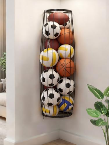 Corner Garage Ball Storage Rack, Wall Mount Ball Holder Space Saving by AIDILI