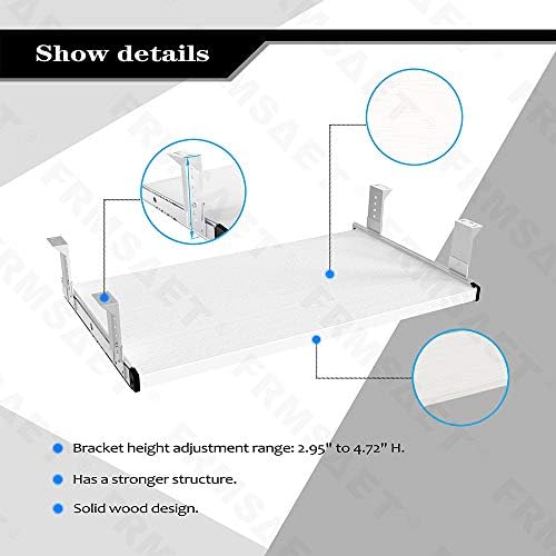 FRMSAET Under Desk 20/24/30 inch Keyboard Drawer Platform (24 in,White) - Image 2