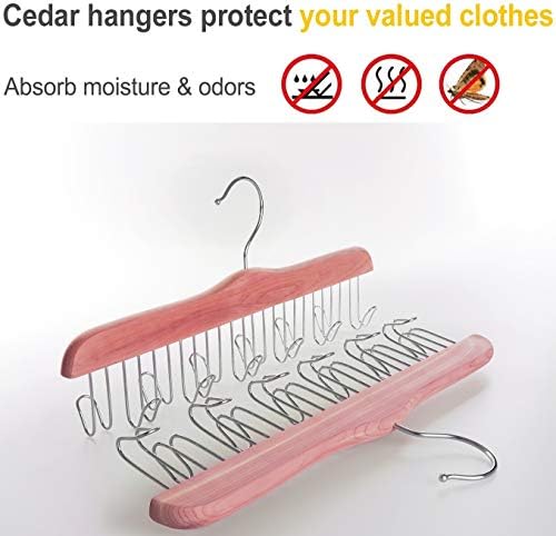 TOPIA HANGER American Red Cedar Wood Belt Hanger, Belt Organizer Rack with 12 Metal Hooks,Closet Organizer for Tank Tops, Ties, Scarves, Neckties (1-Pack) CT13B - Image 4