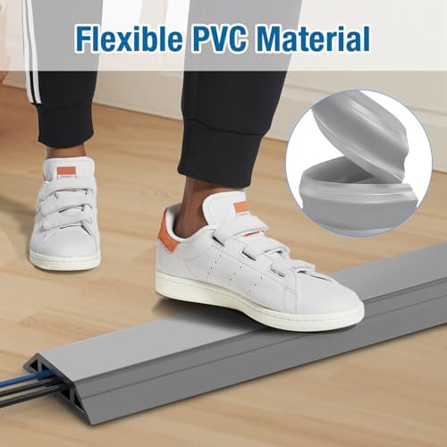 Eapele Floor Cord Cover 6.5ft Cord Covers for Wires on Floor, Heavy Duty Extension Cord Cover, Rubber Floor Cable Cover, Prevent Trip Hazard for Sidewalk Home Office Outdoor or Indoor Settings - Image 5