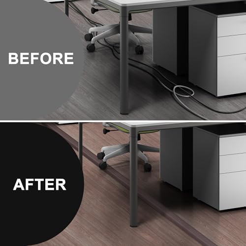 4FT PVC Cord Protector, Floor Cord Cover, Wood Black Cord Hider, Soft Organizer Wires, Hide Extension Floor Wire Covers for Cords, Cable Cavity: 0.47" (W) x 0.24" (H) - Image 5