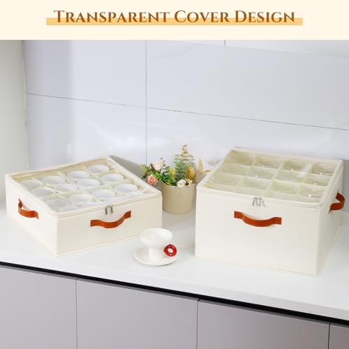 Foyego Cup and Mug Storage Box, Beige, 2 Pack - Image 5