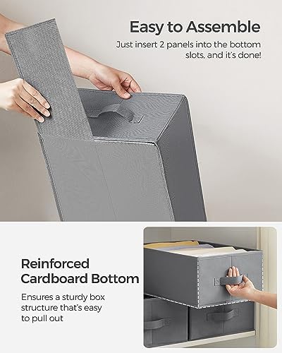 SONGMICS Set of 2 Foldable Wardrobe Clothes Organizers, 6-Compartment - Image 4
