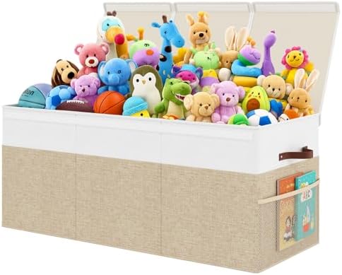 150L Extra Large Toy Storage Box with Lid for Boys Girls Nursery Playroom by Fineonly