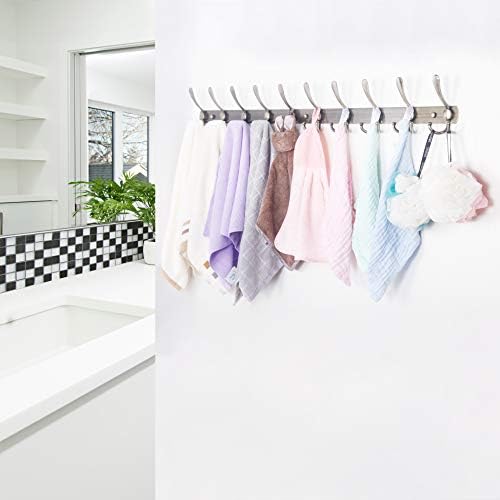 WEBI Coat Rack Wall Mount,37 5/8" Long Coat Hanger Wall,Coat Hooks Wall Mounted,16" Hole to Hole,10 Triple Hooks for Hanging Coats,Clothes,Jacket,Hats,Chromed,2 Packs - Image 6