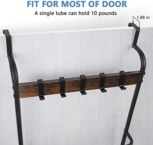 Over The Door Towel Rack Bathroom Behind Door Towel Holder with Hooks 5 Tier Over The Door Towel Bar Hanger Organizer for Bathroom Bedroom Bathroom Accessories, Metal (Black) - Image 3