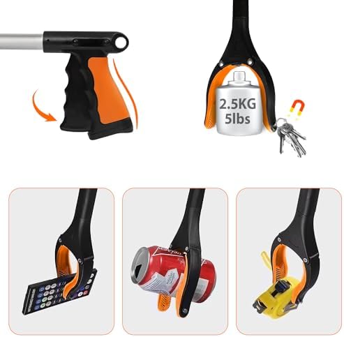 43" Foldable Grabber Reacher Tool,Reacher Grabber Pickup Tool,Folding Grabbers for Elderly Grab It Reaching Tool with Rotating Jaw+Magnets,Grabber Reacher Tool Heavy Duty - Image 5