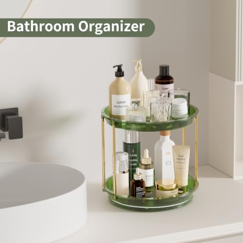 Rotating Makeup Organizer, Perfume Skincare Holder, 2 Tier 9 Inch, Green - Image 5